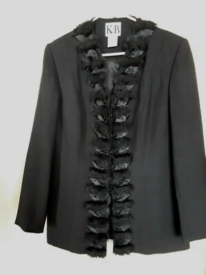 Abrigo Chaqueta KB Stella Louise Roy Vintage Años 80 Estilo Negro Cuentas Talla 12 Foto 1 de 4