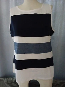 Damen Ann Taylor Top Tank creme schwarz kräftige Streifen Größe S leicht Sommer - Bild 1 von 5