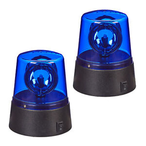 2 x LED Blaulicht Rundumleuchte Warnleuchte batteriebetrieben Partybeleuchtung