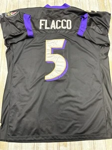 Joe Flacco #5 NFL Baltimore Ravens Reebok On Field Stitched Jersey Mens 56 Black - Picture 1 of 7
