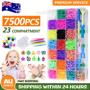 7500X Loom Bands Kit Bracelet Mixed Colour Rubber Refill Clip Hook Charms DIY - Picture 1 of 9