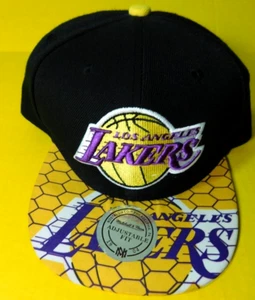 Los Angeles Lakers Mitchell & Ness Hardwood Classics Snapback Hat Cap Flat Brim - Picture 1 of 6
