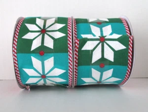 NEW (2) Celebrate it Rolls Wired Ribbon Teal Green Christmas Holiday  2.5" x 20' - Picture 1 of 4