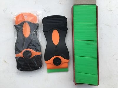100 Pcs Plastic Single Edged Razor Blades & 2 Pc Scraper Removal - Image 1 of 4