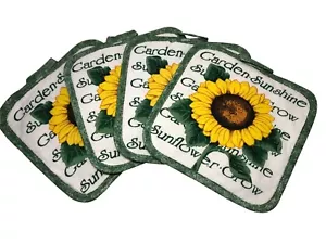 Set of 4 Pot Holders for Kitchen - 7 x 7 inches - Sunflower - Picture 1 of 3