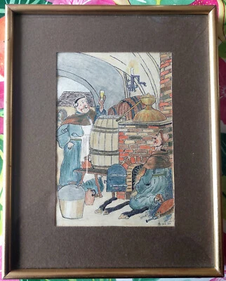 DESSIN SIGNÉ MONOGRAMMÉ REPRÉSENTATION HARRY ELIOTT 1942 - Photo 1/4