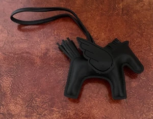 NEW Leather Pony Horse Wings Flying Bag Charm 2x2 Beautiful Key Chain Black - Picture 1 of 4
