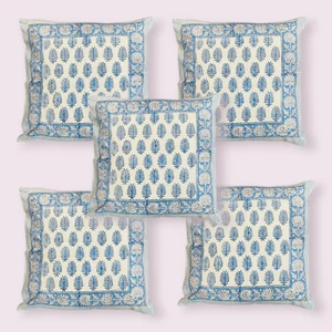 5 PC Hand Block Sofa Pillow Cover Cushion Covers 16"x16" Inches - Picture 1 of 3