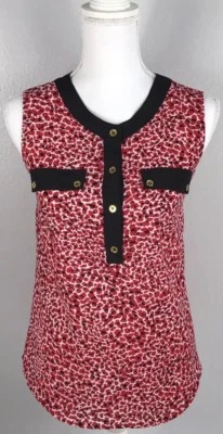 JONES NEW YORK 系列 2 码红豹纽扣职业无袖上衣 — 第 1/4 张图片