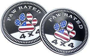 2pc Dog Paw Rated Badge Auto Fender Emblem Sticker 4x4 SUV Truck 2.36" 6cm - Picture 1 of 7