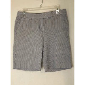Talbot's Womens Striped Shorts "Seersucker" Size 8 Petite Blue & White Stripes - Picture 1 of 7
