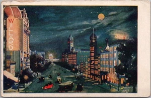 Escena callejera nocturna del artista postal de Washington, D.C. de la década de 1900 / National Art Co. - Imagen 1 de 2