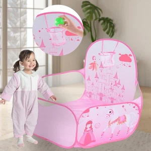 Girls Pink Princess Castle Play Tent Kids Ball Pool Folding Indoor Toy House - Picture 1 of 24