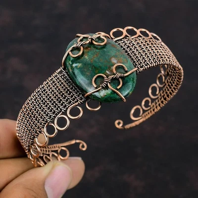 Уникальный браслет-проволока с медными драгоценными камнями куприт хризоколла на день рождения - Изображение 1 из 4