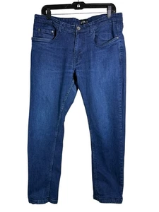 U-510 Zak Jeans Men 34x28 Blue Denim Cotton Stretch Straight Leg - Picture 1 of 3
