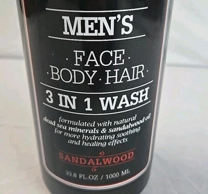 Dead Sea Collection 33,8 oz olio di sandalo uomo viso corpo capelli 3 in 1 lavaggio - Foto 1 di 7