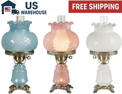 Стеклянная настольная лампа Mindy Hobnail — глобусный абажур ручной работы — высота 20,5 дюйма - Изображение 1 из 4