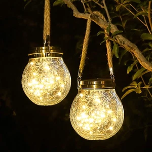 Solar Lantern, 2 Pack Outdoor Lanterns with 30 LED Waterproof Garden Decor Pa... - Picture 1 of 8