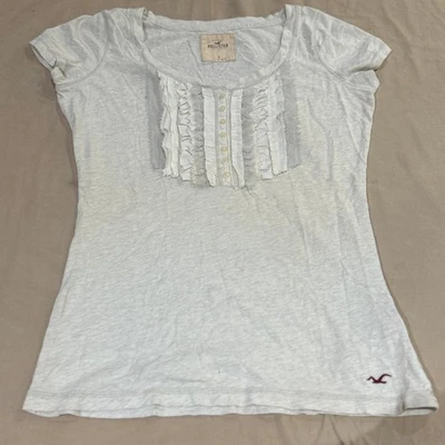 Y2K Hollister Mujer Bebé T Talla S Volantes Botón Delicado Bella Caprichoso Salir Foto 1 de 4