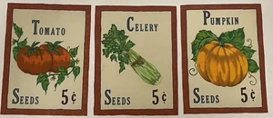 3 Vintage Malen nach Zahlen Fertiggemälde SELLERIE, TOMATE, KÜRBIS 12”x9” - Bild 1 von 5