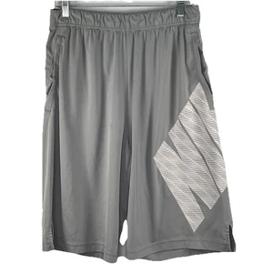 Nike Dri-Fit 11" Training Shorts Gray Logo Silky 100% Polyester Men Large 742517 - Picture 1 of 14