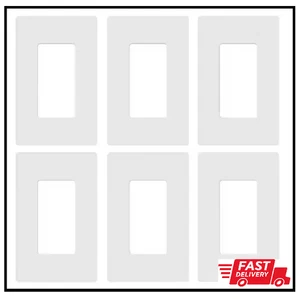 Claro 1 Gang Wall Plate for Decorator/Rocker Switches, Gloss, White (CW-1-WH-6PK - Picture 1 of 3