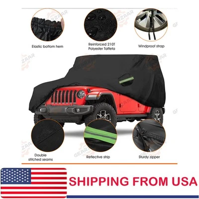 6-Layer Car Cover For Jeep Wrangler 2 Door CJ YJ TJ JK Dust UV Rain Protection - Image 1 of 4