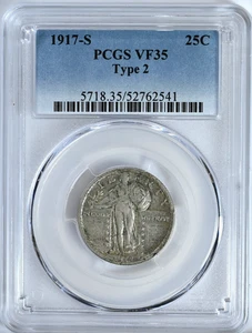 1917 S Type 2 Standing Liberty Quarter PCGS Graded VF35 Silver Coin 5718 - Picture 1 of 2
