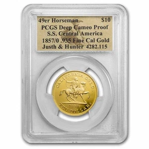 1857/0 $10 49er Horseman .906 Fine Cal Gold PCGS - Picture 1 of 3