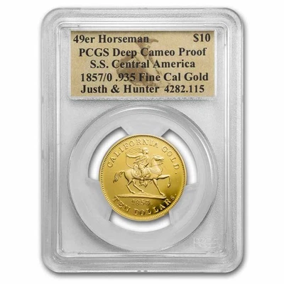 1857/0 $10 49er Horseman .906 Fine Cal Gold PCGS - Image 1 of 3