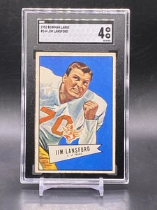 1952 Bowman Large #144 Jim Lansford Rookie Vintage Football Card SGC 4 SP - Picture 1 of 2