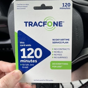 TRACFONE 90 Day Refill Airtime Service Plan 120 Minutes Talk Text - Photo 1/2
