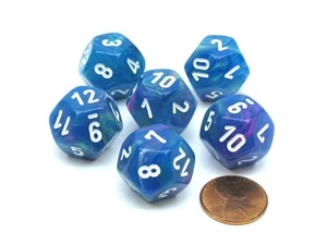 Festive 18mm 12 Sided D12 Chessex Dice, 6 Pieces - Waterlily with White Numbers - Picture 1 of 1