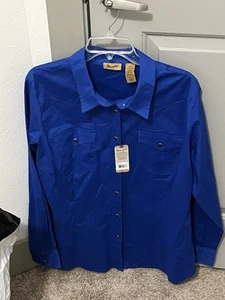 Wrangler Shirt Mens XLarge Blue Snap Western Rancher Turquoise Cowboy NWT - Picture 1 of 5