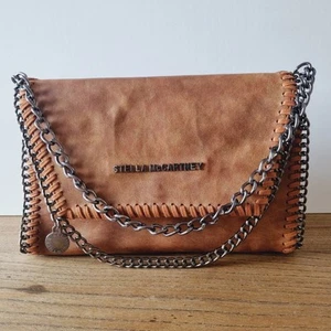 Stella McCartney Mini Falabella Handbag Vegan Leather Brown Small Chain Shoulder - Picture 1 of 13