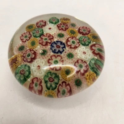 Vintage Murano Millefiori Multicolor Glass Paperweight 2.75” X 3.75” - image 1 of 4