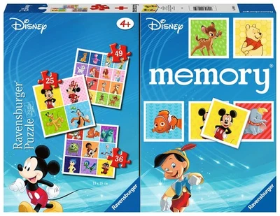 Ravensburger - Disney, Memory® 48 Carte + 3 Puzzle Bambino da 25/36/49 pez hI9e - Immagine 1 di 3