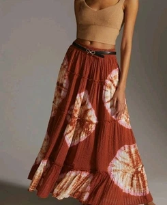 The Odells Anthropologie Batik fließend rosa 38" L Maxirock Größe 1X hergestellt in Indien - Bild 1 von 6