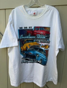 Chevrolet Trucks '55-'57 TShirt Hot Rod White Short Sleeve Cars Mens 2XL - Picture 1 of 8
