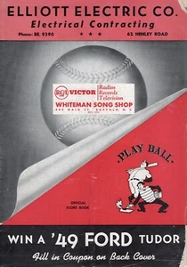 Vintage 1949 Buffalo Bisons Partiturbuch, gepunktet vs. Rochester Red Wings - Bild 1 von 8