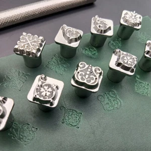 Leder Basteln geriffeltes Muster Stanzwerkzeug 12tlg. Blumenstempel mit Griffset - Bild 1 von 6