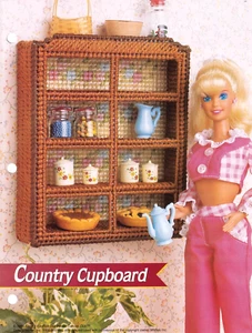 Fashion Doll PATTERN Plastic Canvas COUNTRY CUPBOARD Furniture Pattern - Picture 1 of 2