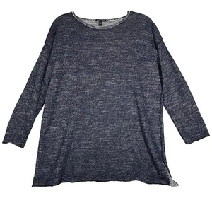 Eileen Fisher Shirt Womens Large Marled Blue Knit Top Casual Neutral Minimalist - Picture 1 of 9