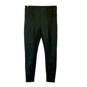 Spanx Faux Suede Leggings in Deep Green Womans Size LG Pull On Center Seam  - Picture 1 of 15