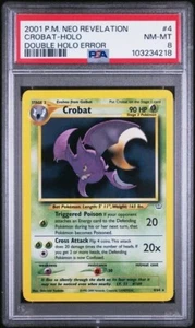 2001 Pokemon Neo Revelation Crobat Holo Double Holo Error #4 PSA 8 NM MINT - Picture 1 of 2