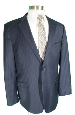 Traje de lana John W Nordstorm para hombre azul marino a rayas 2 Btn 44L EE. UU. Foto 1 de 4