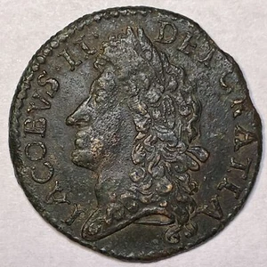 1689 6 Pence James II Gun Money Large Coinage Ireland AU Coin, Corrosion #20715 - Picture 1 of 3