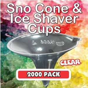 Snow Cone Cups 2000 Pack in CLEAR - Ice Shaver Cup Sno Cones Machine - Picture 1 of 6