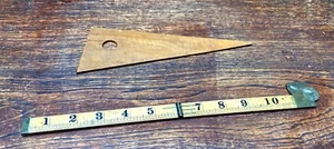 Antique 19th Century Boxwood Drafting Triangle and Boxwood Folding 24” Ruler wit - Picture 1 of 6