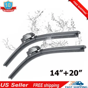 20" & 14" Front Windshield Wiper Blades High Quality All Season J Hook Frameless - Bild 1 von 11